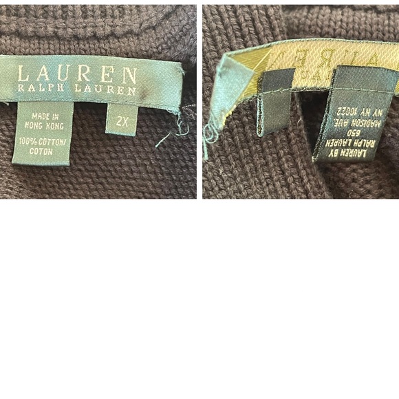 Lauren Ralph Lauren Black Military Cardigan Sweater Chunky Knit Classic Size 2X - Picture 9 of 13